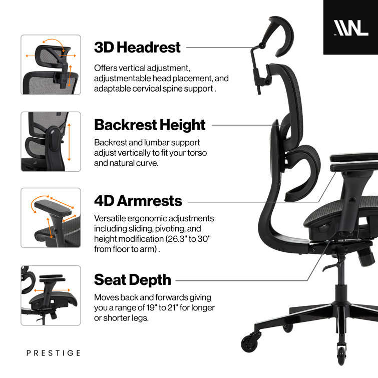 Wellnewlife Prestige Ergonomic Office Chair with Full Body Adjustability